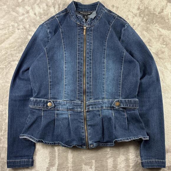 Baccini Jackets & Blazers - Baccini Western Distressed Women’s Casual Denim Jean Jacket Medium Streetwear